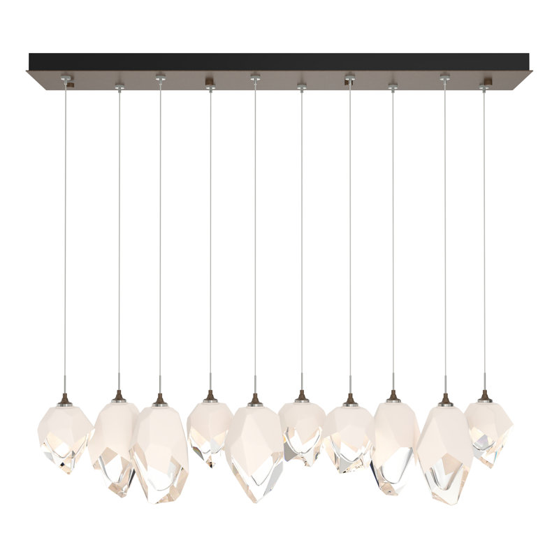 Chrysalis 10 - Light Kitchen Island Geometric Pendant, White, 15" - 80", Bronze