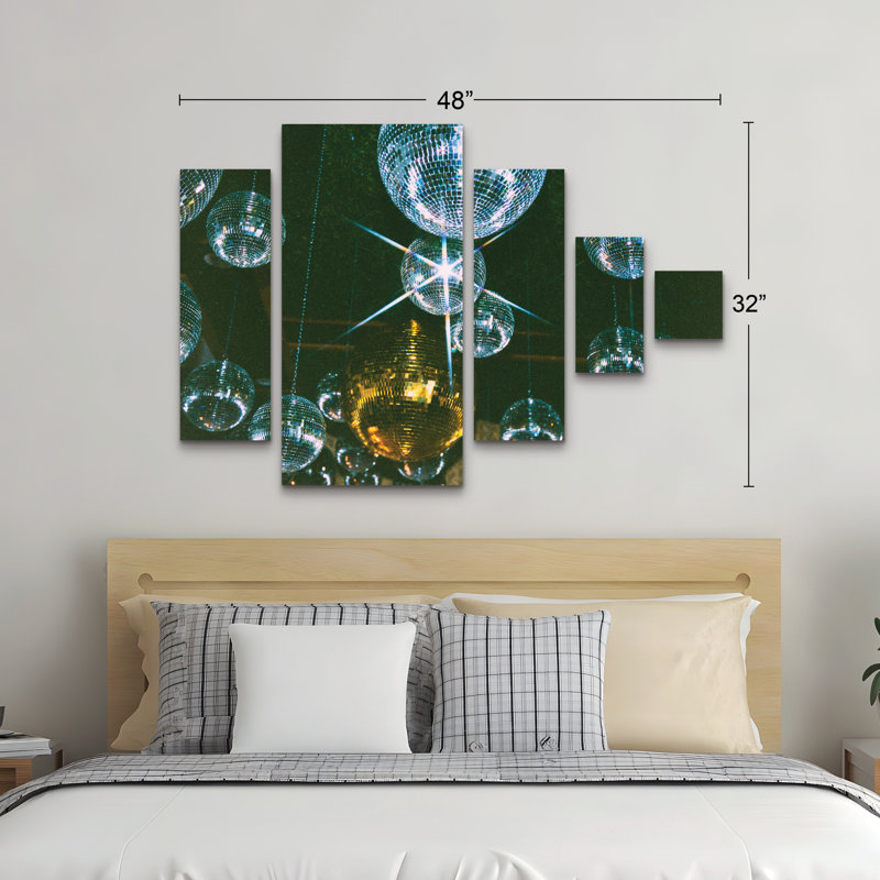 Ensemble de 5 panneaux muraux - Samantha Hearn «Ultimate Disco», art mural sur toile pour le salon, la chambre à coucher ou le bureau 
