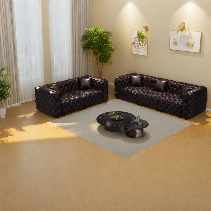 Canapé modulaire multifonctionnel à compression en similicuir