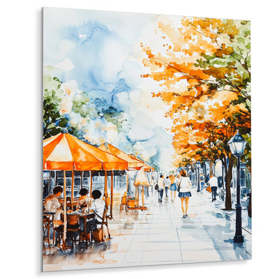 «Autumn In Paris Cafe II - Cityscapes», reproduction d'art en métal