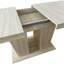 Table de salle à manger rectangulaire extensible, convenant pour 6 à 10 personnes, avec un motif de travertin veiné, dimensions 160 à 200 cm, simple et élégante.