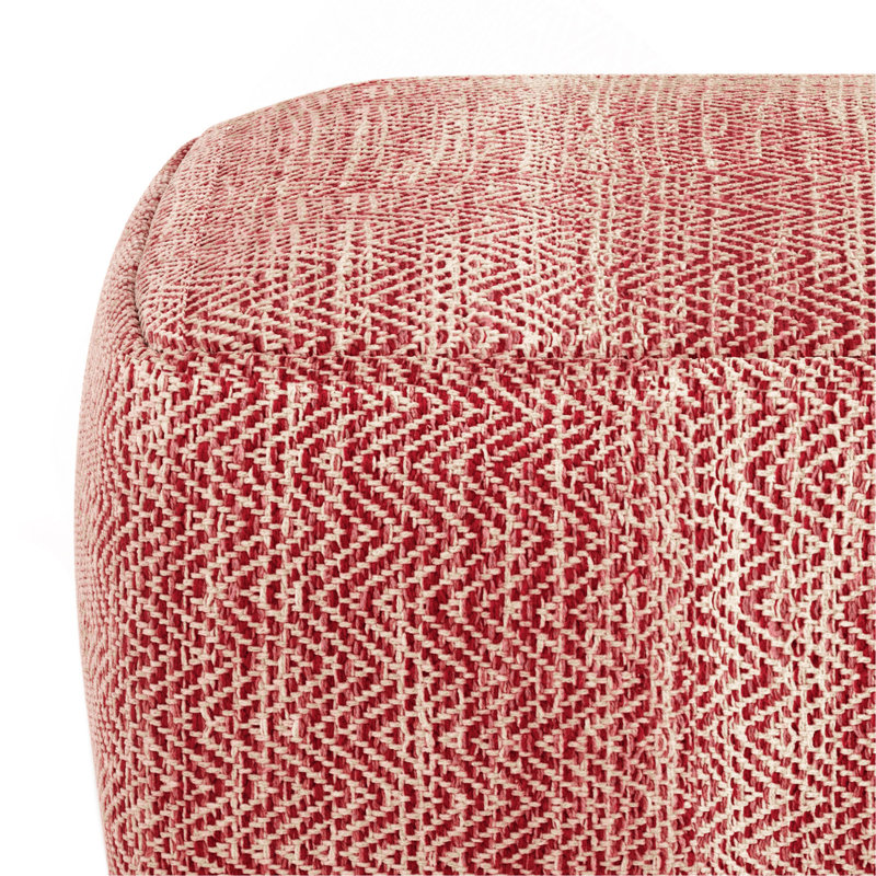 Pouf carré en tissu tissé à chevrons