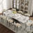 63''-94'' Expandable Dining Table for 6-8, White Sintered Stone Kitchen Table with Black Stainless Steel Base