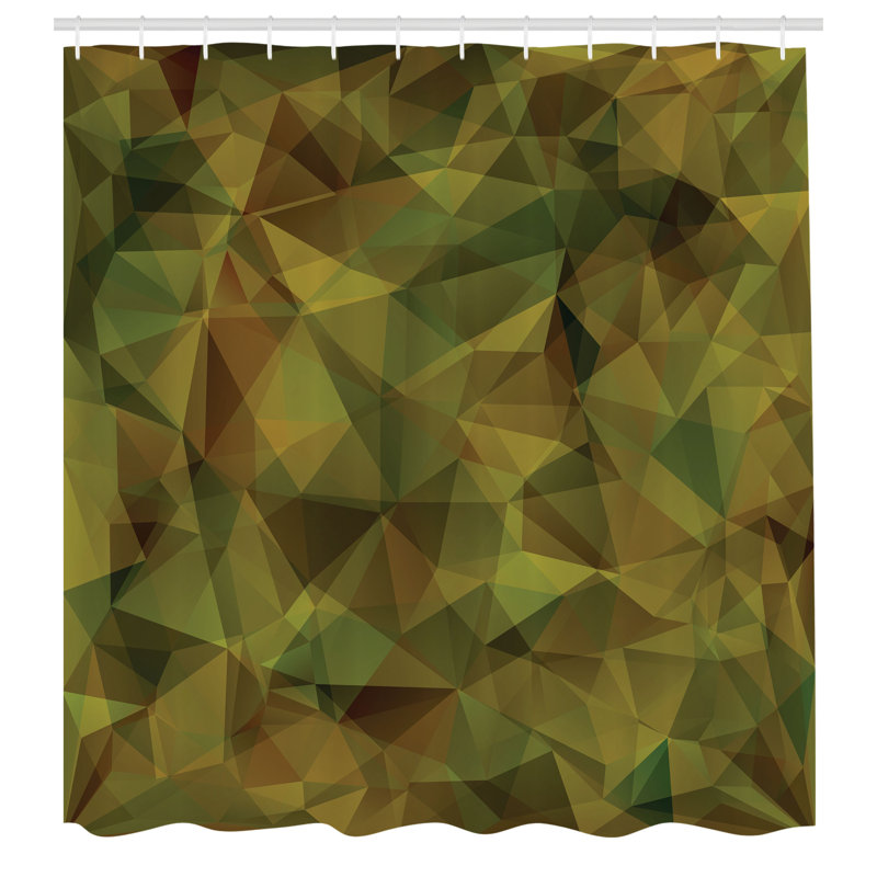 Geometric Shower Curtain with Hooks Included, Pale Coffee, 70" H x 69" W