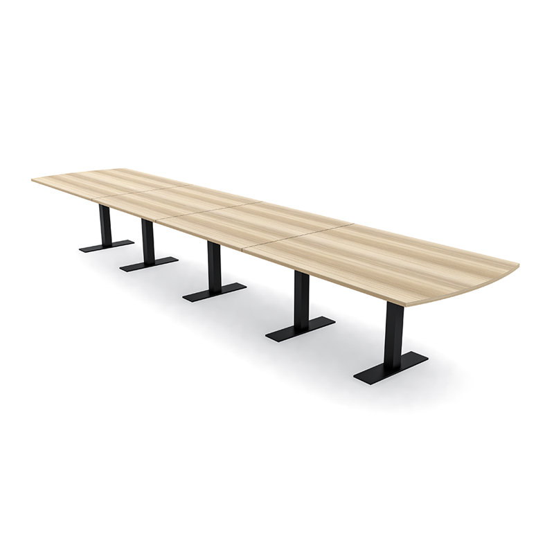 Table de conférence Pavert Arc, Noir mat, Blond blond cendré, H 30 po x l 216 po x P 48 po