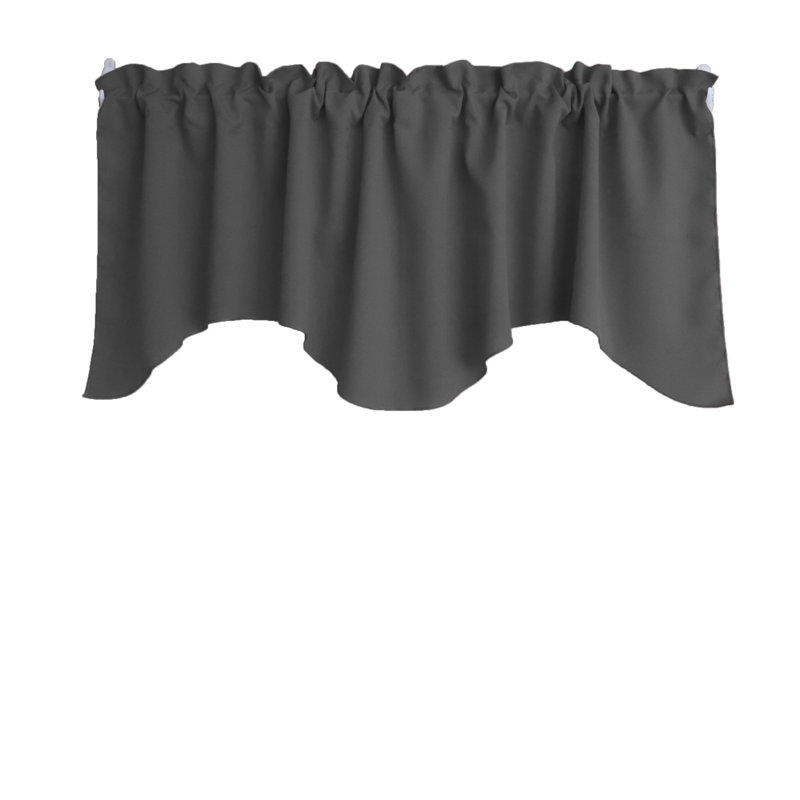 Cantonnière festonnée en popeline unie, Gris anthracite