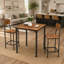 Ensemble de salle à manger industriel 3 pièces avec table carrée et tabourets, design gain de place pour les petites cuisines et les maisons modernes