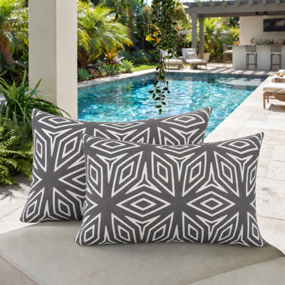 Ensemble de 2 housses de coussin lombaire intérieur / extérieur 12 po x 41 po hydrofuges et résistantes à la décoloration