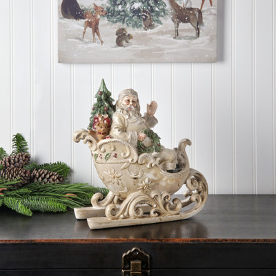 Père Noël en résine 12 po en traîneau