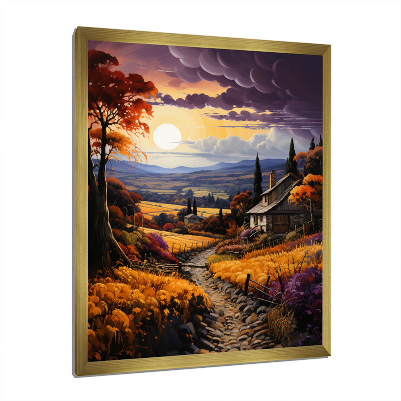 «Liliahna Countryside Bounteasant Vineyard», reproduction d'art sur toile, H 44 po x l 34 po x P 1,5 po, Encadrement doré