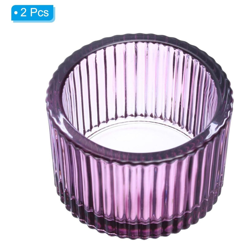Ensemble de 2 bougeoirs en verre mauve