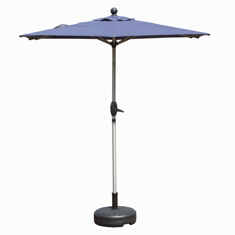 Parasol de patio rectangulaire avec fonction de levage à manivelle et d'inclinaison, bleu marine (base non incluse)