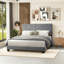 Lit plateforme tapissier en lin avec rangement intégré et design élégant, parfait pour les chambres à coucher modernes.-2116873048-2116873050