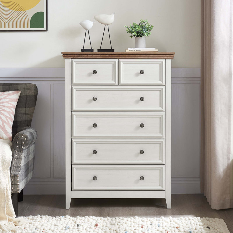 Rajene Faux Wood 6-Drawer Dresser, Beige Duplicate