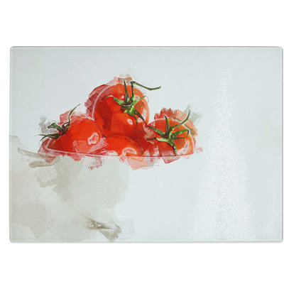 Tempered Glass Bowl of Tomatoes Chopping Board