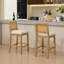 Ensemble de 2 tabourets de bar rustiques en bois massif à dossier en rotin, coussin de confort beige, SW1872BG-7764966