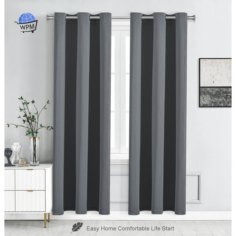 Blackout Drapes Curtains / Drapes Pair, 42" W x 84" L, Gray