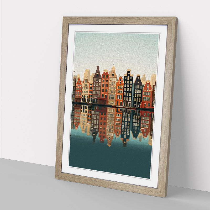 XYZ-FRM-V1223-1801 Amsterdam Minimalism - Single Picture Frame Print on Wood, Oak , 46cm H x 34cm W x 2cm D