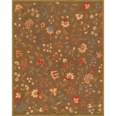 Tapis rouge / brun / beige en coton / laine noué à la main à motif floral 8 pi x 10 pi Floral