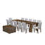 L'ensemble de 14 tables de salle à manger contient une table de salle à manger rectangulaire extensible, 1 table basse et 12 chaises de salle à manger en tissu de polyester, noyer antique-921770287-933356767-921770286