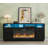 70" Fluted TV Stand For Tvs Up To 80" With Electric Fireplace, Entertainment Center with LED Light & Power Outlet, Vintage Double Door Fireplace Cabinet For Living Room, Bedroom-853266492-853266489