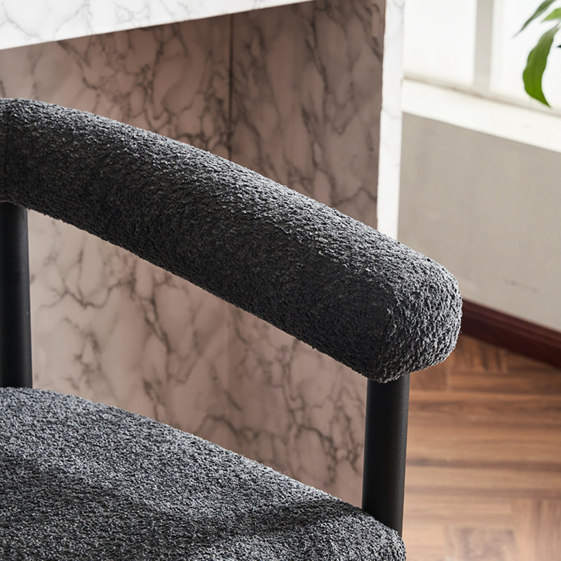 De 2 tabourets de café modernes, tissu bouclé avec structure en métal et tabourets de bar ergonomiques et pratiques, style élégant et confortable