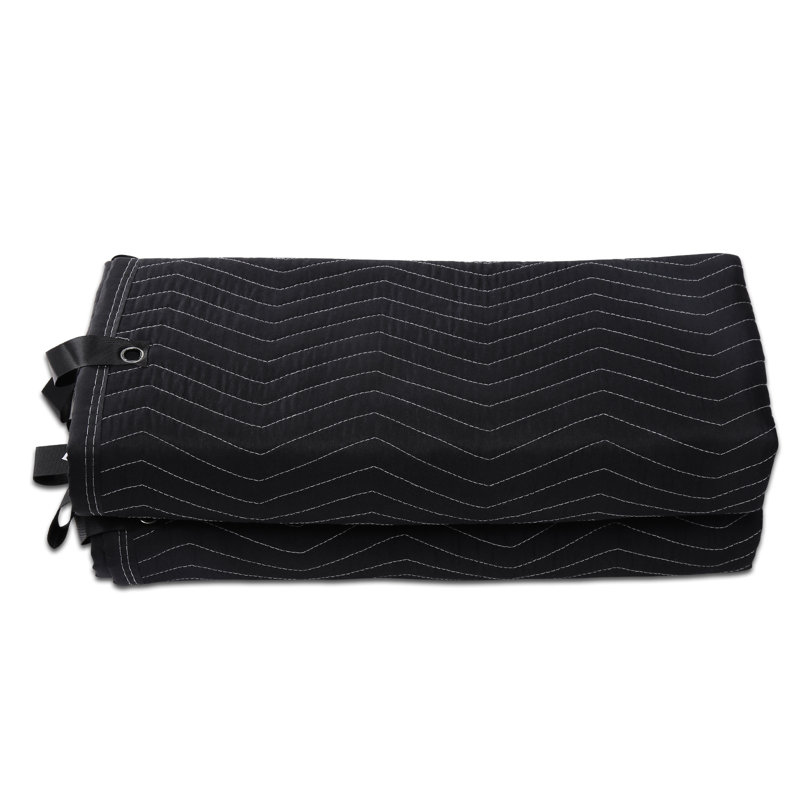 Extra Large Black Polyester Sound Dampening Blanket with Grommets