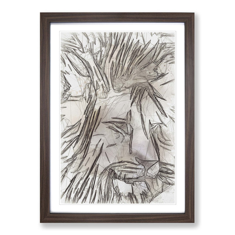 Abstract Lion Art - Picture Frame Graphic Art Print, Walnut Framed, 87cm H x 62cm W x 2cm D