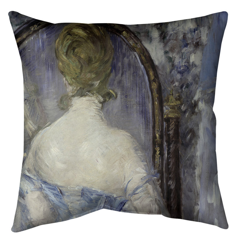 Oreiller de sol Édredon Édredon Édredon Manet, 28 po x 28 po, bleu