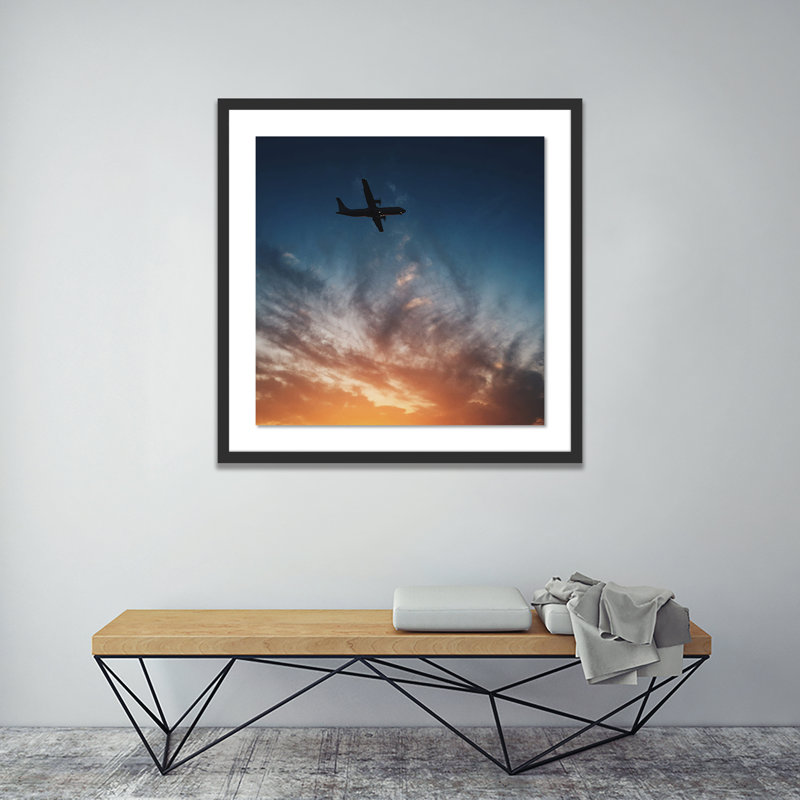 Sunset Plane Print by Vitaliy Paykov, Black
