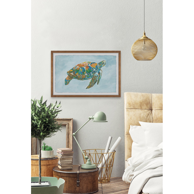 «The Mosaic Turtle», reproduction encadrée, H 12 po x l 18 po