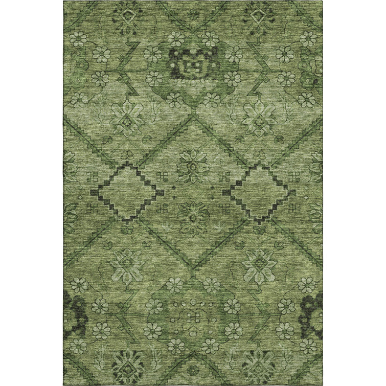 Premium Machine Washable Prisco Olive Rug