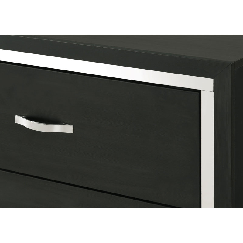 Meuble de chambre à coucher moderne à 1 tiroir Glam 4 tiroirs avec poignées en métal noir
