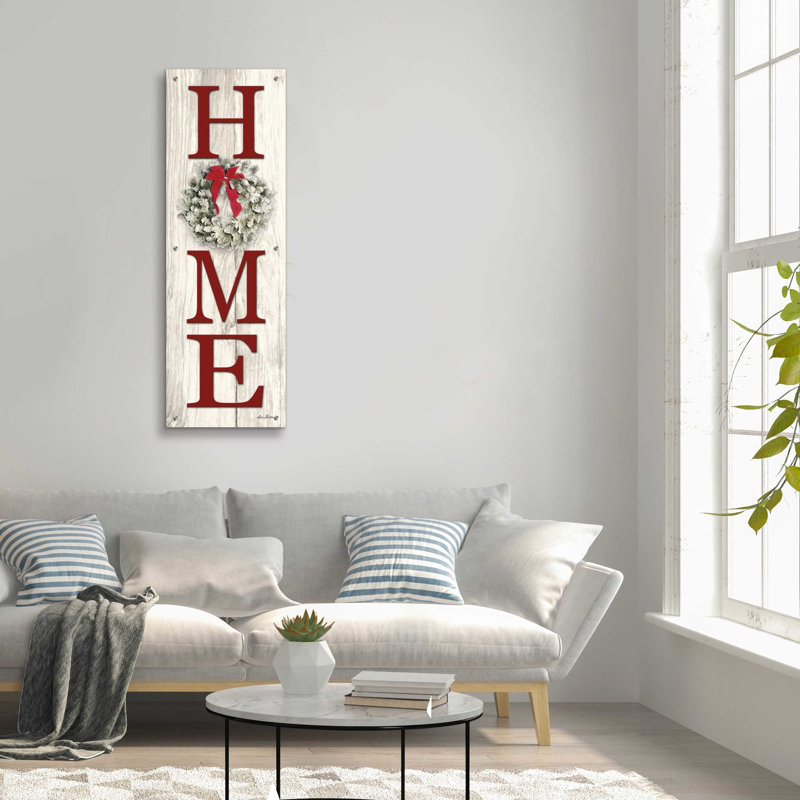 «Christmas Home Vertical I» par Lori Deiter, art mural en verre acrylique, H 48 po x l 16 po