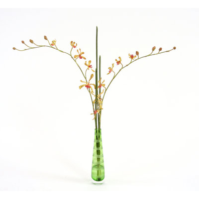 Vase vanda en soie d’orchidées gravés