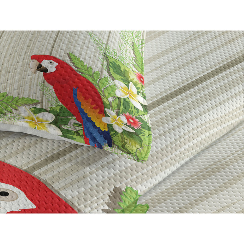 Parrot Coastal Polyester Coverlet, King Bedspread + 2 Shams