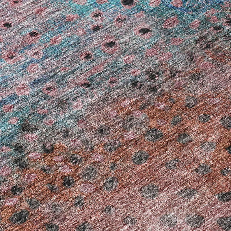 Nuvane Orange Washable Indoor-Outdoor Rug - , 8' x 8'