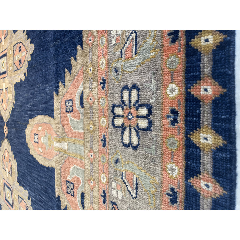 Oriental Area Rug in Beige/Ivory/Navy/Orange