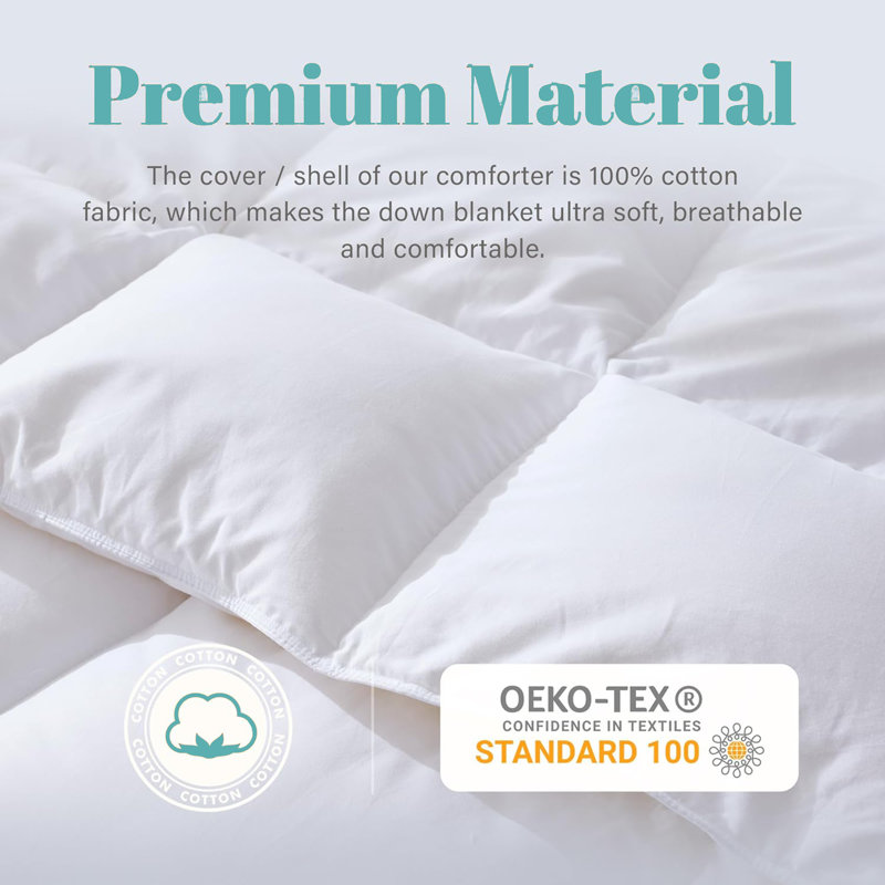 All Season Goose Down Feather Comforter Luxury Duvet Insert, King Down Comforter