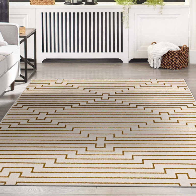 Latitude Run® Mirage Nikica Rug White and Gold, Rectangle 2' x 3'1"