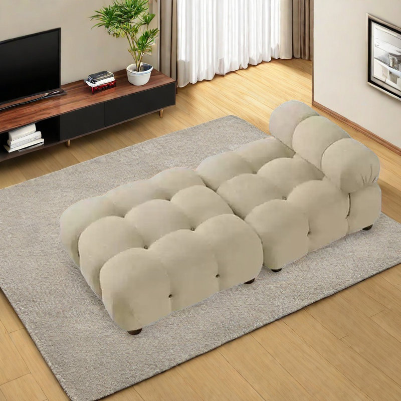 Chaise modulaire et multifonctionnelle confortable, Crème, crème, Orienté à gauche (vu de face)