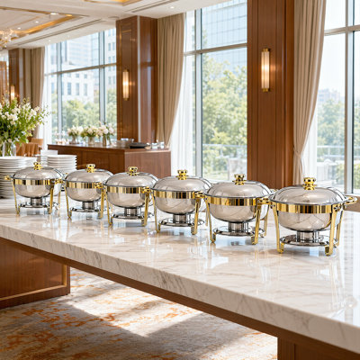 Réchaud rond empilable rond - Serveur de buffet en acier inoxydable à conservation de la chaleur pour les fêtes