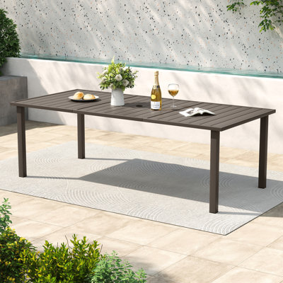 Zestversa 8-Person Rectangular Taupe Metal Outdoor Dining Table