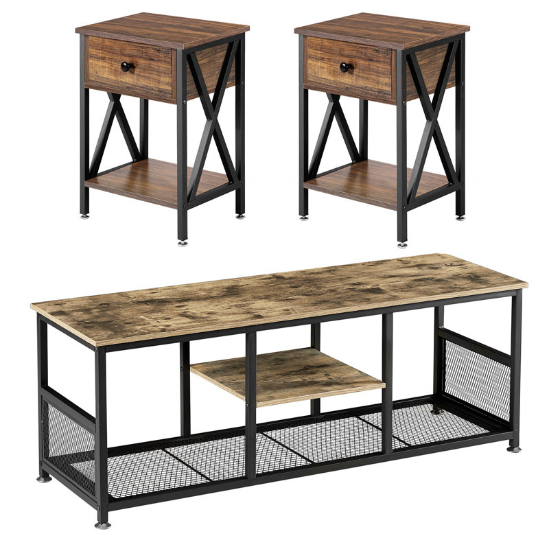 Auxter 3 - Piece Living Room Table Set, Brown