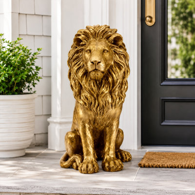 Statue lion en résine décorative 24 pouces pour jardin et patio