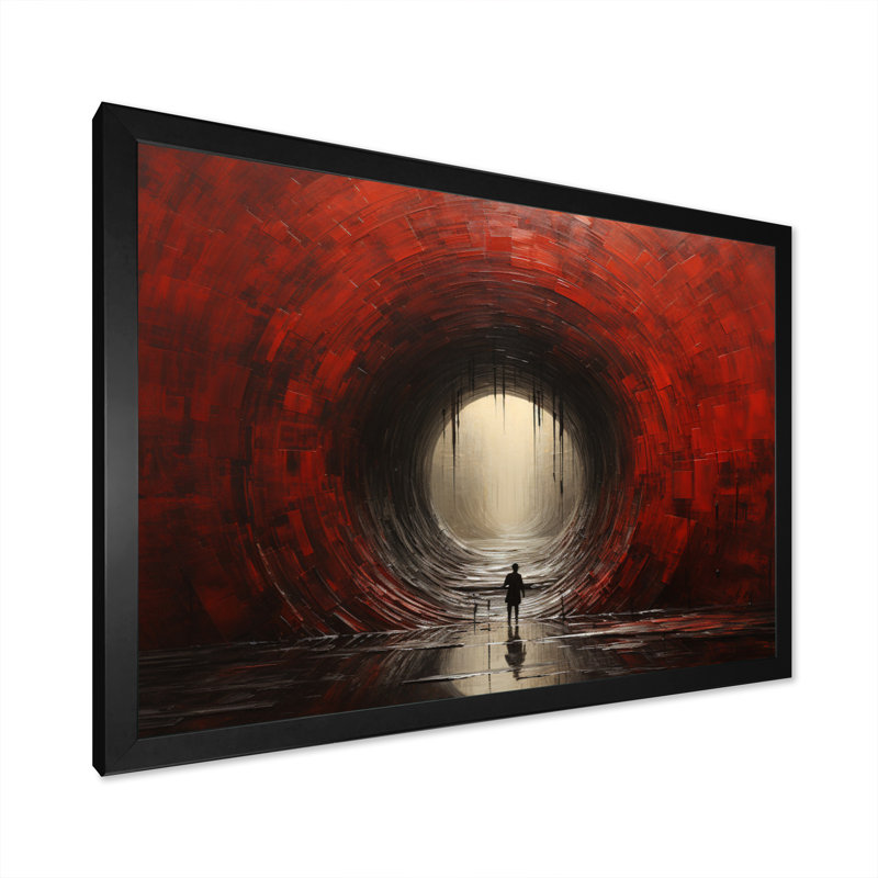 «Abstract Red Wood Tunnel I», reproduction sur toile, H 16 po x l 32 po x P 1 po, Cadre simple noir