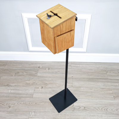 MDF Metal Donation Box Floor Stand Lobby Foyer Tithes & Offering Suggestion Collection Ballot Box