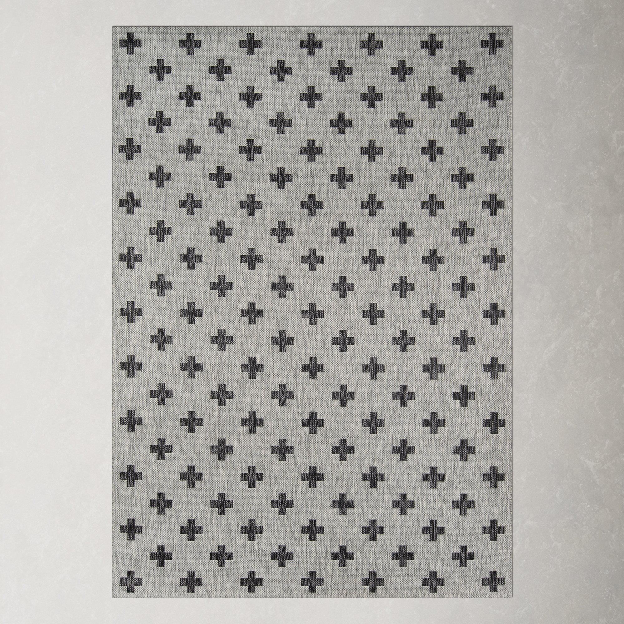 Umbria Striped Indoor / Outdoor Area Rug, Rectangle 2' x 3', Gray/Black