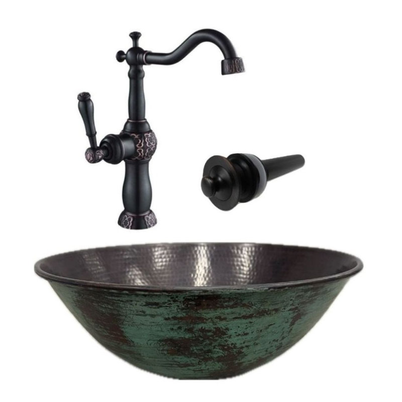 Robinet et lavabo vasque en cuivre 14 po