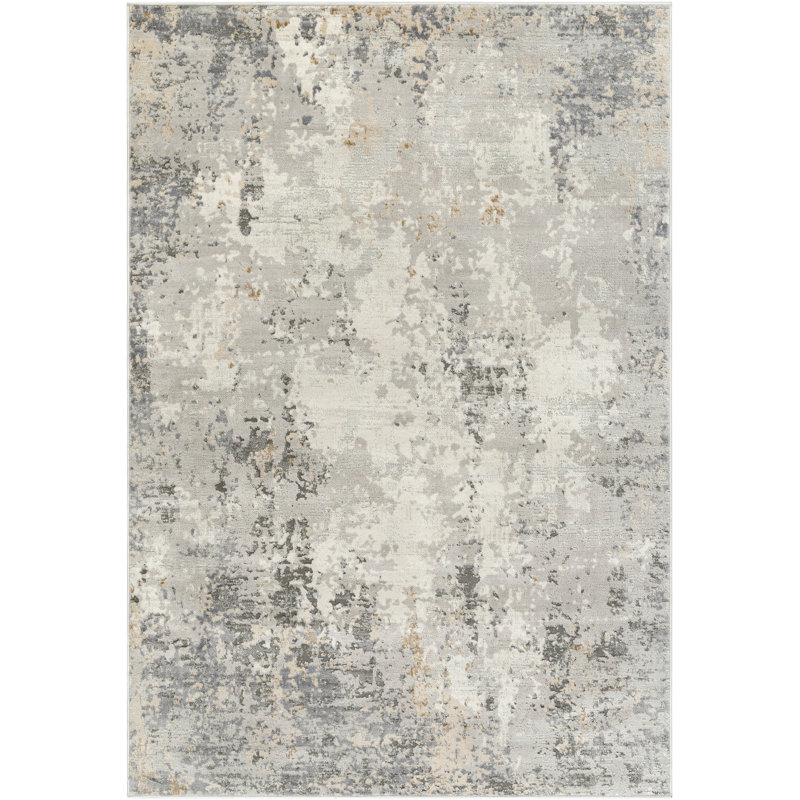 Rectangle Abstract Machine Woven Polypropylene/Polyester Area Rug in Gray/Beige/Taupe, Rectangle 7'10" x 10'